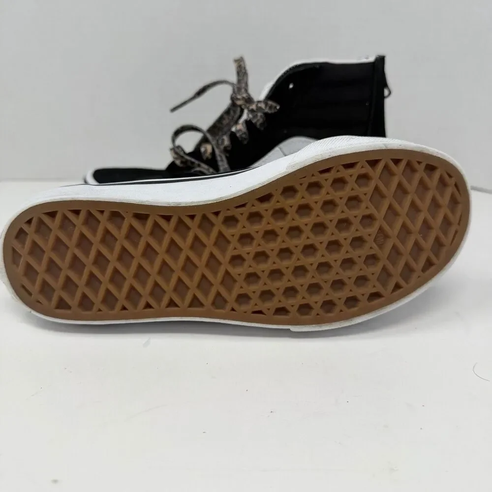 VANS High Top Off The Wall Zip Heel Cheetah Heart Kids Size 2.0 Skate